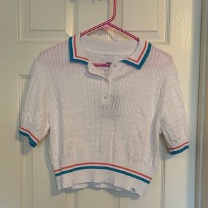 Joylab Cropped Short Sleeve Polo Sweater